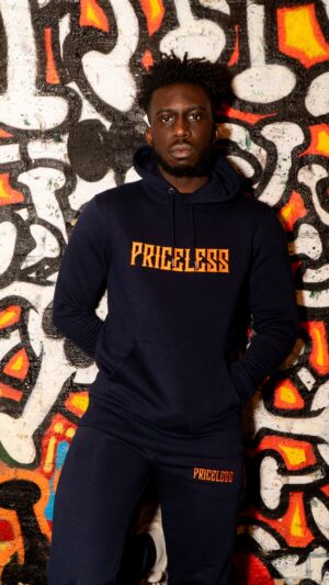 Priceless Letter Hoodie Orange x Navy