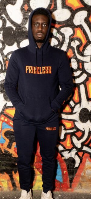 Priceless Letter Joggers Navy x Orange